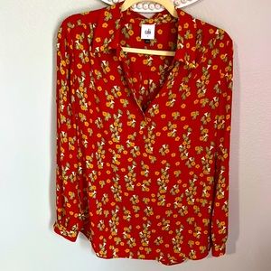 CAbi Red Floral Blouse